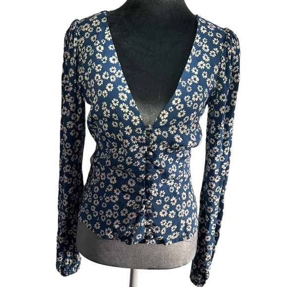 Reformation Tops - Reformation Blue Floral Nell Top – Size Small